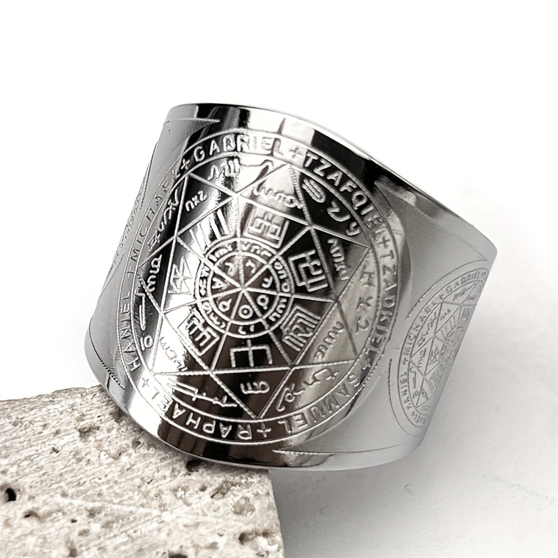 Seven Archangels Adjustable Ring for Women and Men in Stainless Steel